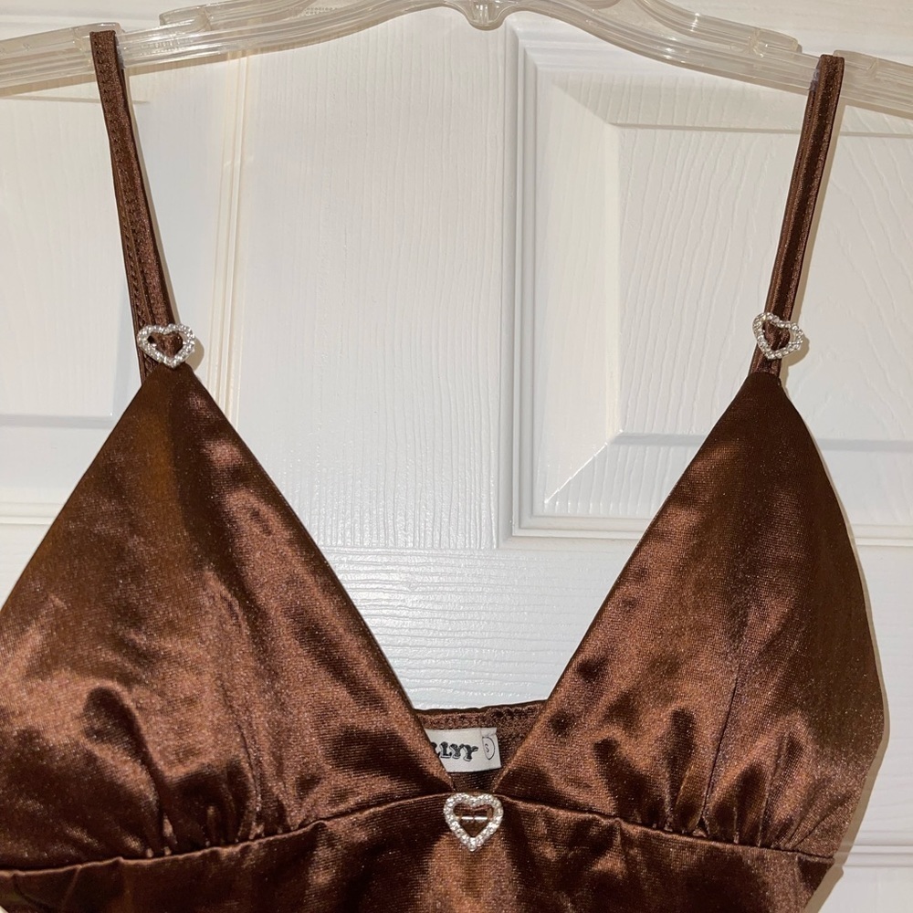 Brown Rhinestone Heart Crop Top! - Picture 3 of 3